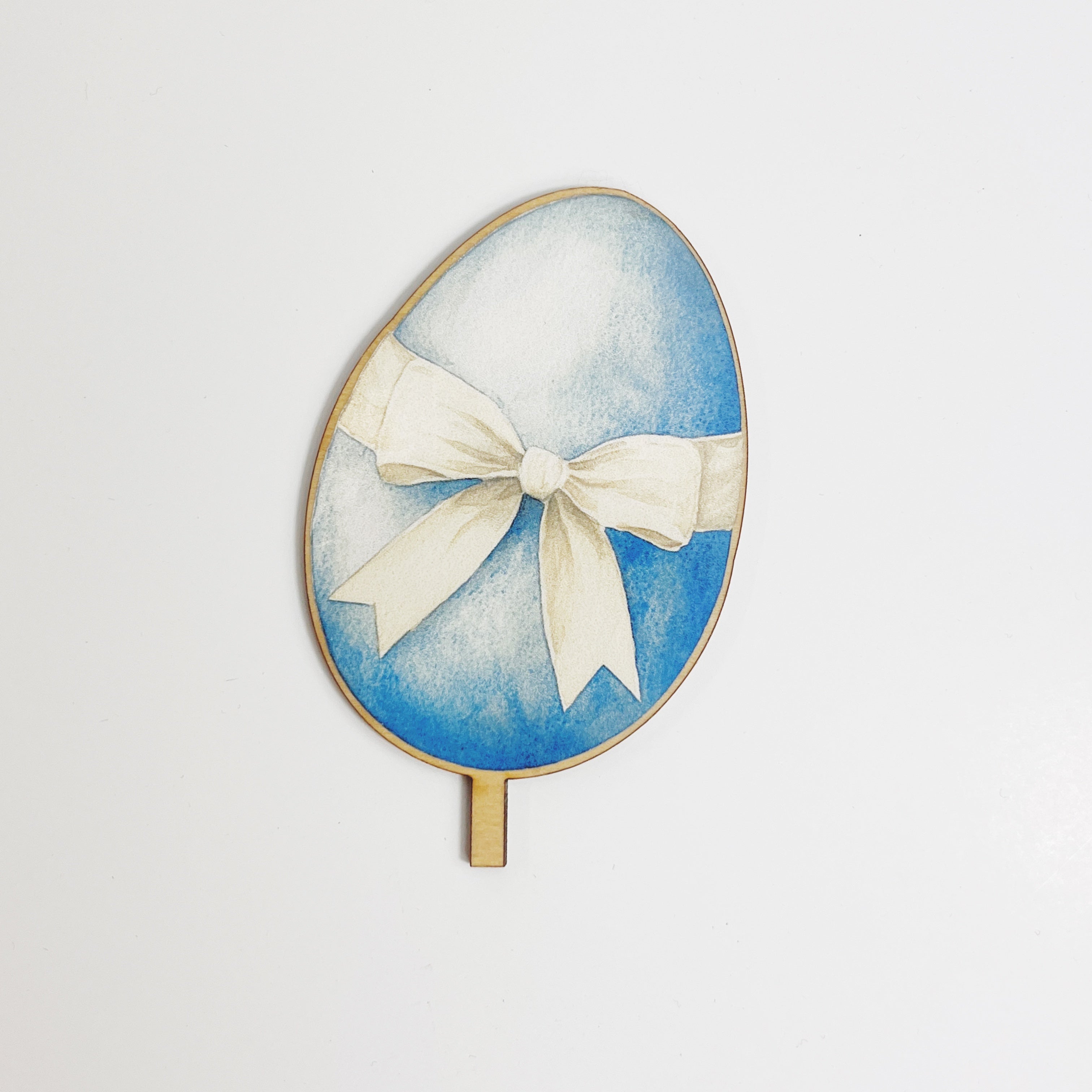 Motivstecker Ei mit Schleife, blau
