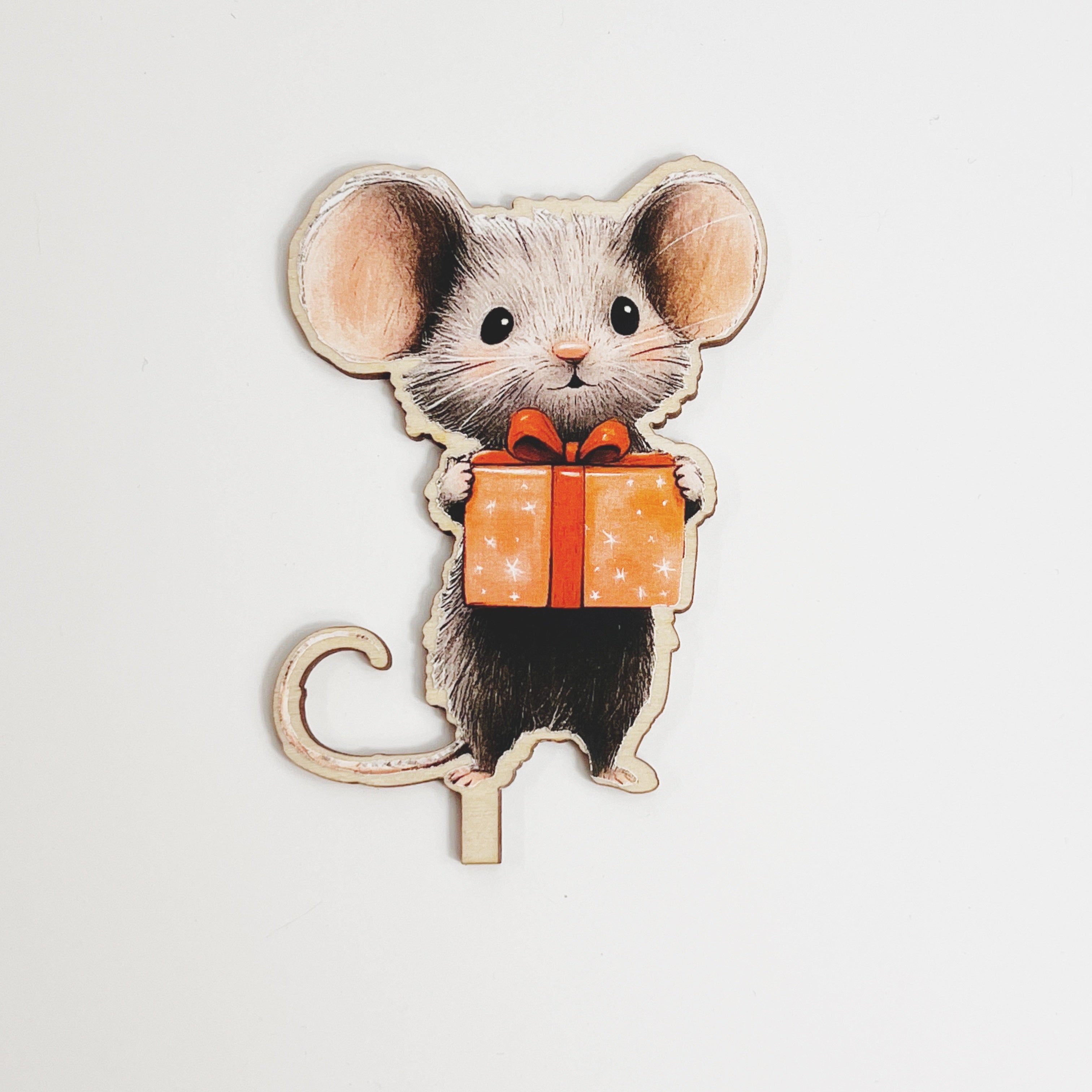 Motivstecker Maus mit Geschenk