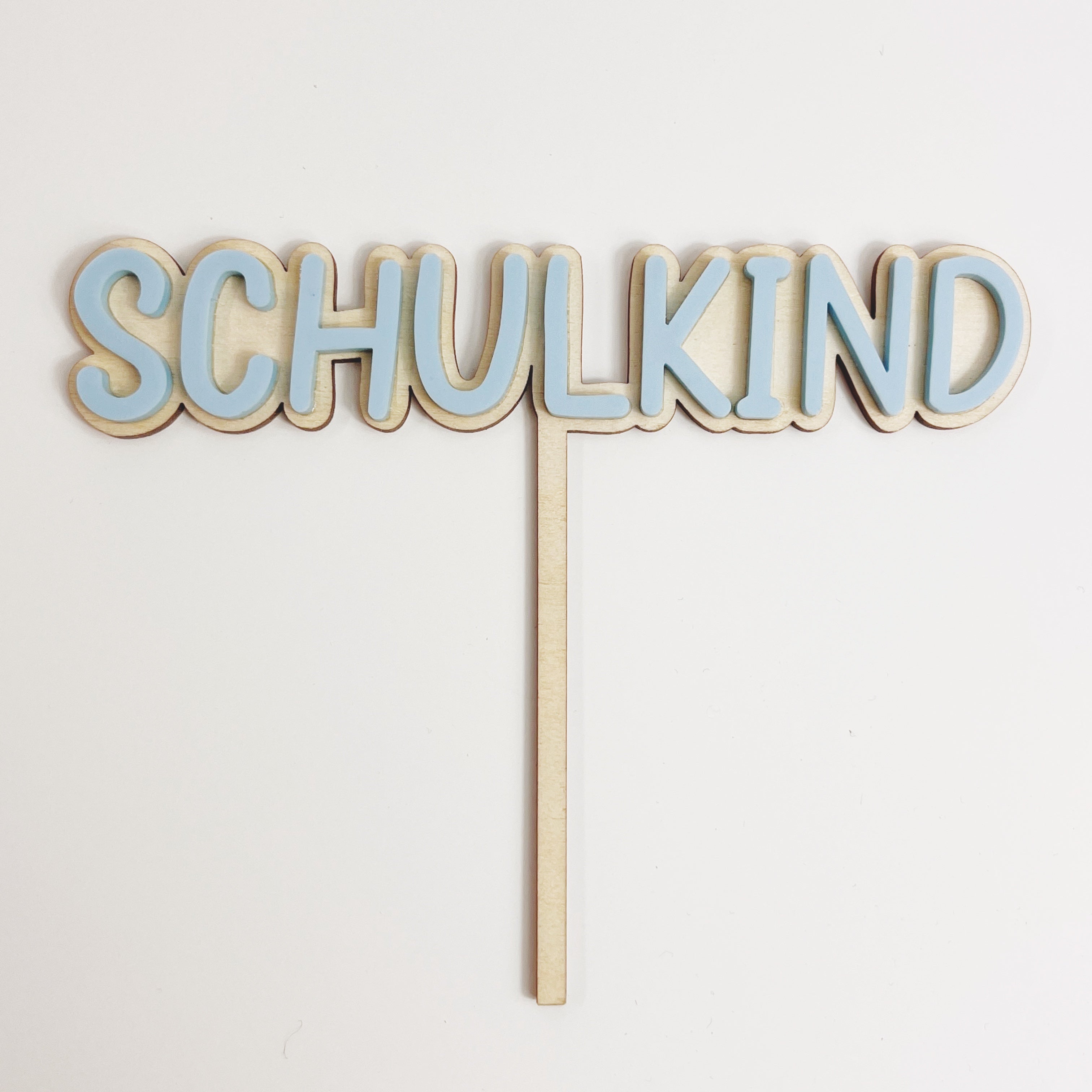 Motivstecker SCHULKIND pastellblau Acryl auf Holz