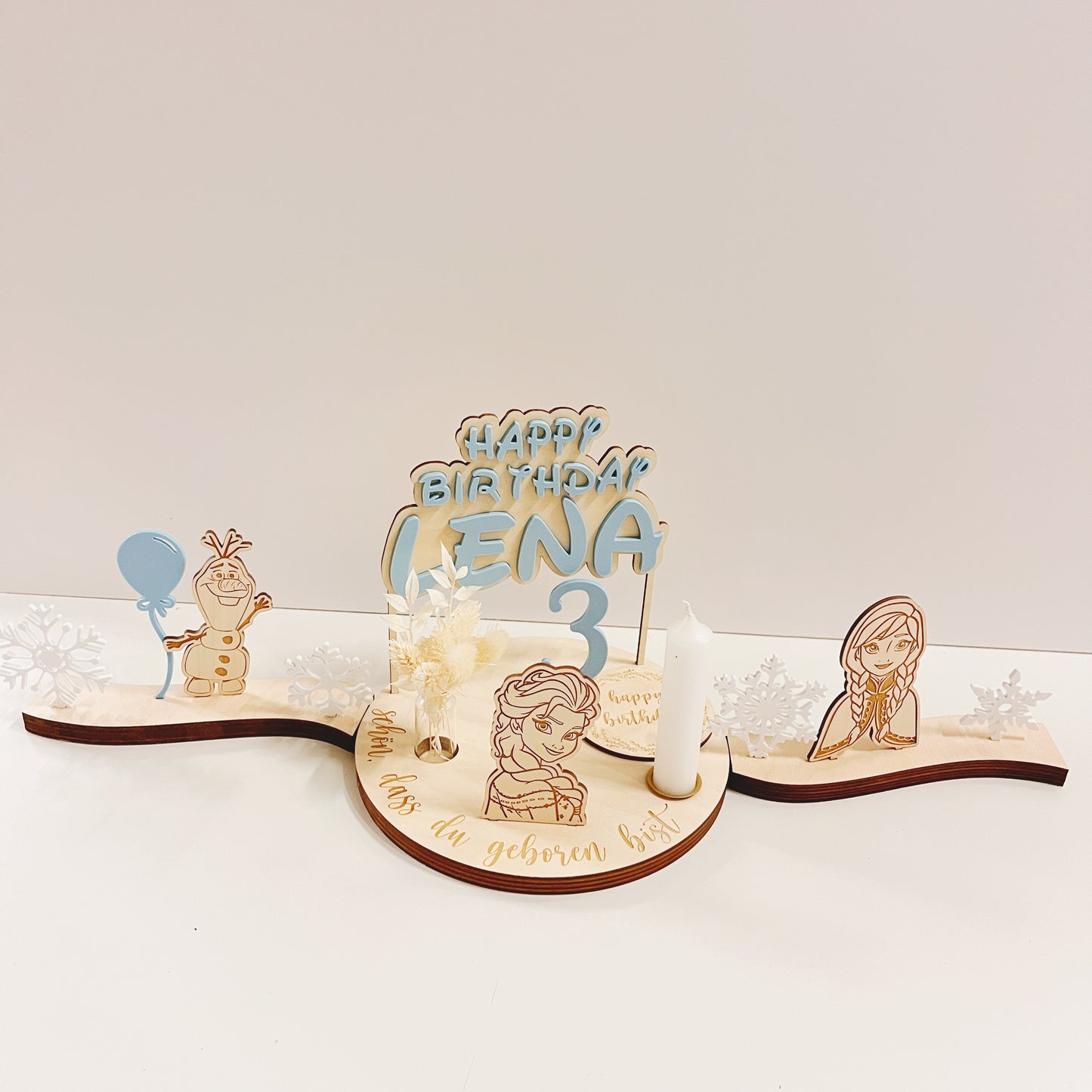 Personalisierter Geburtstagsteller mit Kerze Frozen inspired
