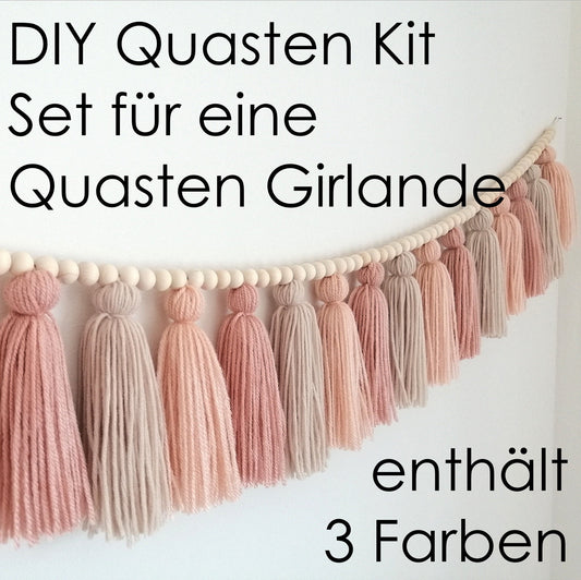 DIY Quasten Kit Do it Yourself Quasten Tutorial Fiber Macrame Boho Kinderzimmer Makramee Anleitung PDF