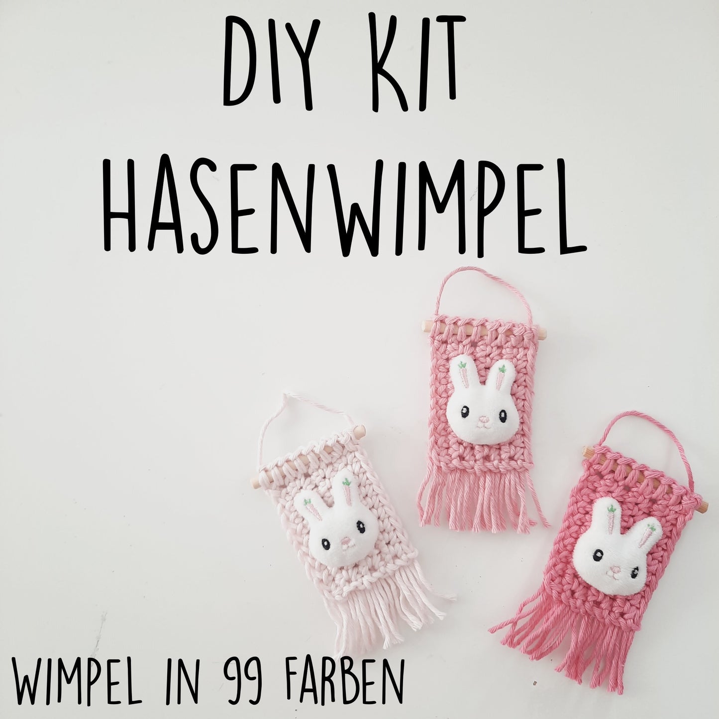 DIY Kit Hasenwimpel, Mini Wandbehang "Cute Bunny", Osterdeko, Anhänger Ostern, Ornament, Kinderzimmerdeko, Ostern