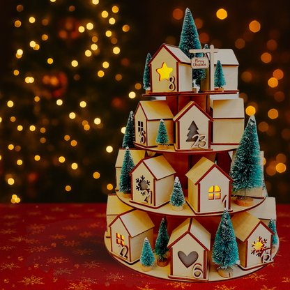 Adventskalender Häuschen, Adventskalender aus Holz, Weihnachtsgeschenk