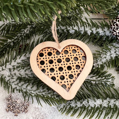 Weihnachtsbaum Schmuck aus Holz Wiener Geflecht