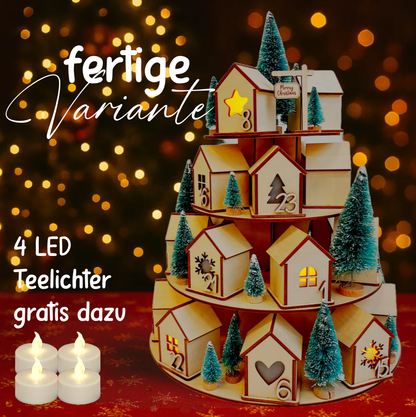 Adventskalender Häuschen, Adventskalender aus Holz, Weihnachtsgeschenk
