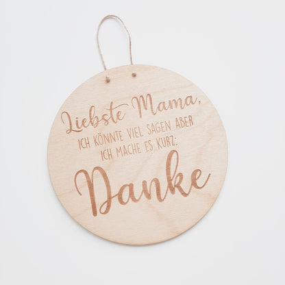 Muttertagsgeschenk Schild aus Holz mit graviertem Text