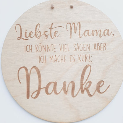 Muttertagsgeschenk Schild aus Holz mit graviertem Text