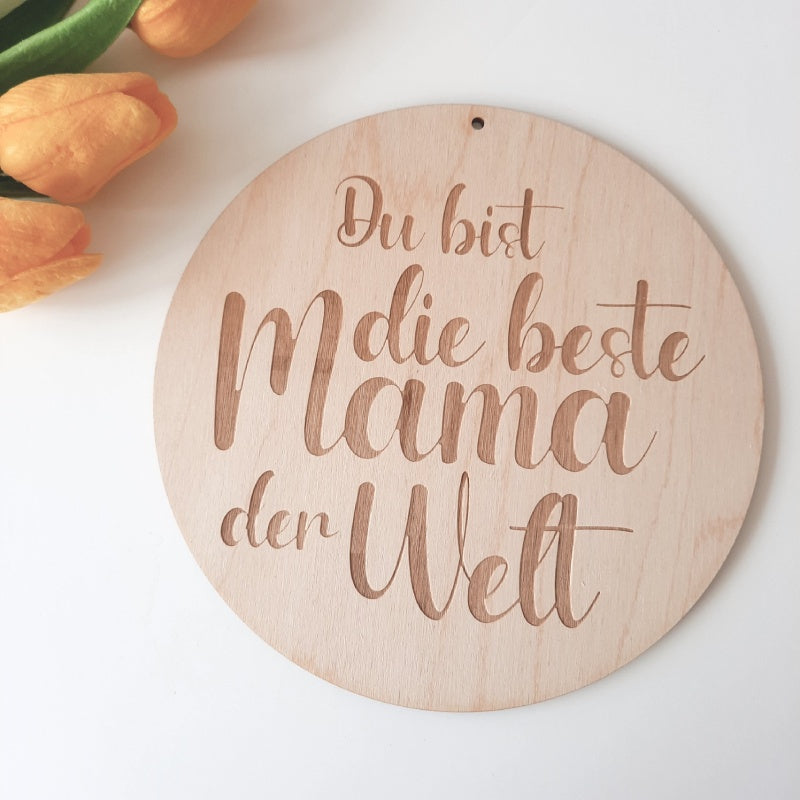 Schild aus Holz mit Gravur für Muttertag