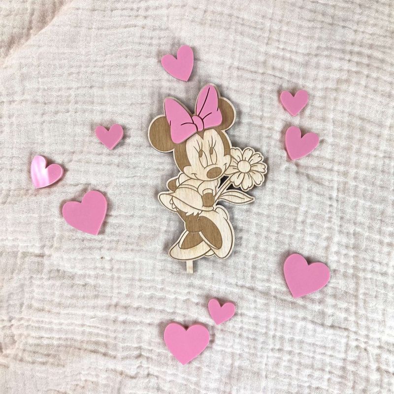 Motivstecker Minnie Mouse inspired mit rosa Herzen