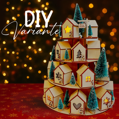 Adventskalender Häuschen, Adventskalender aus Holz, Weihnachtsgeschenk