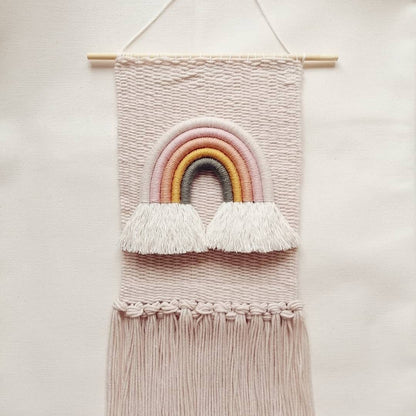 Regenbogen Wanddeko,textiler Wandbehang,handgewebter Wandteppich Kinderzimmer Boho Kinderdeko Wandkunst Handarbeit Wandteppich handmade3