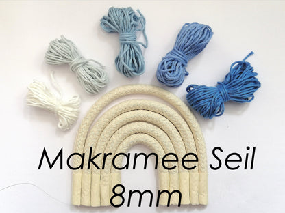 8mm DIY Macrame Regenbogen Seil geflochtenes Seil Baumwollseil Makramee Seil