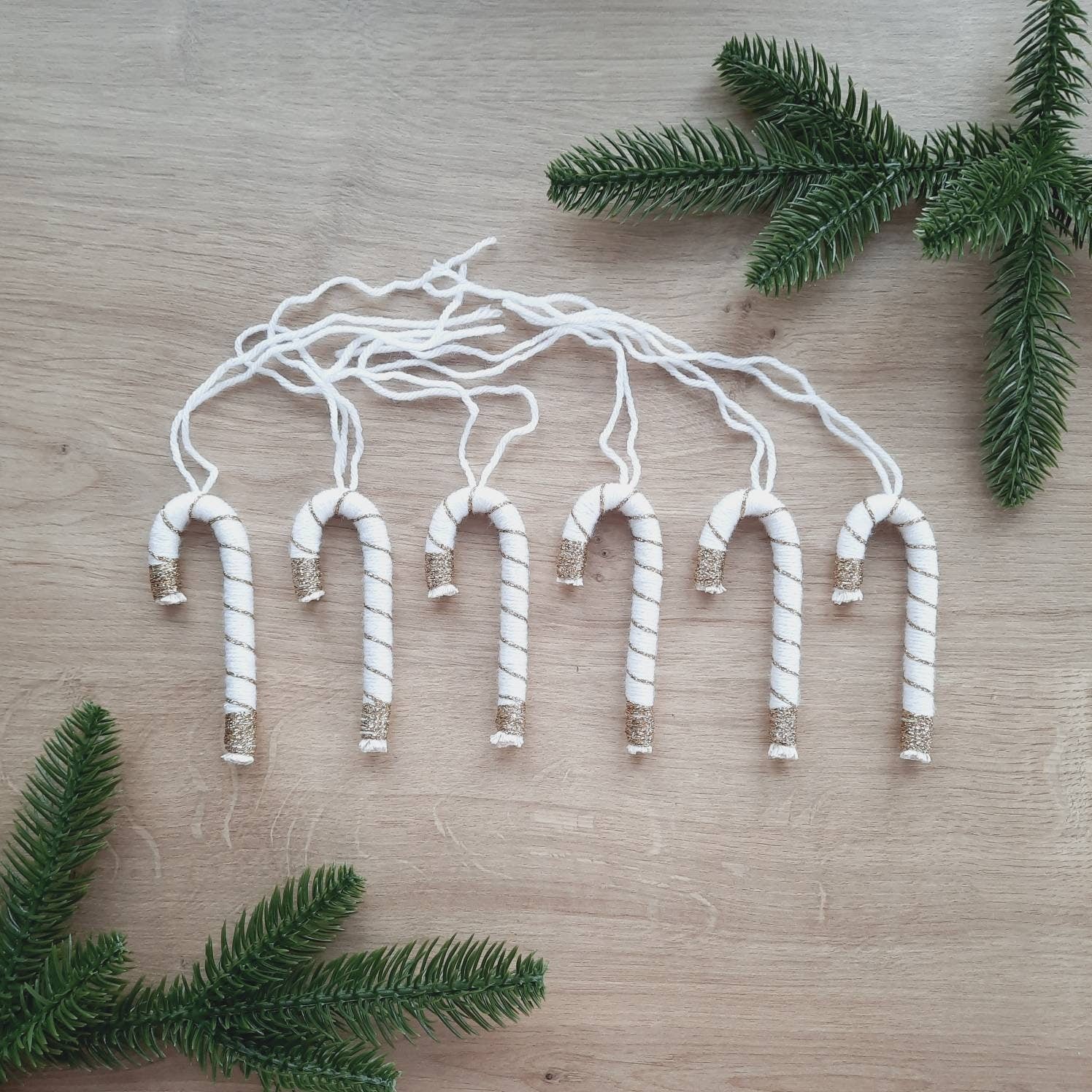 6er Set Zuckerstangen Macramee Boho Baumschmuck Weihnachtsbaumschmuck Candy Canes Ornament Weihnachten Weihnachtsdeko