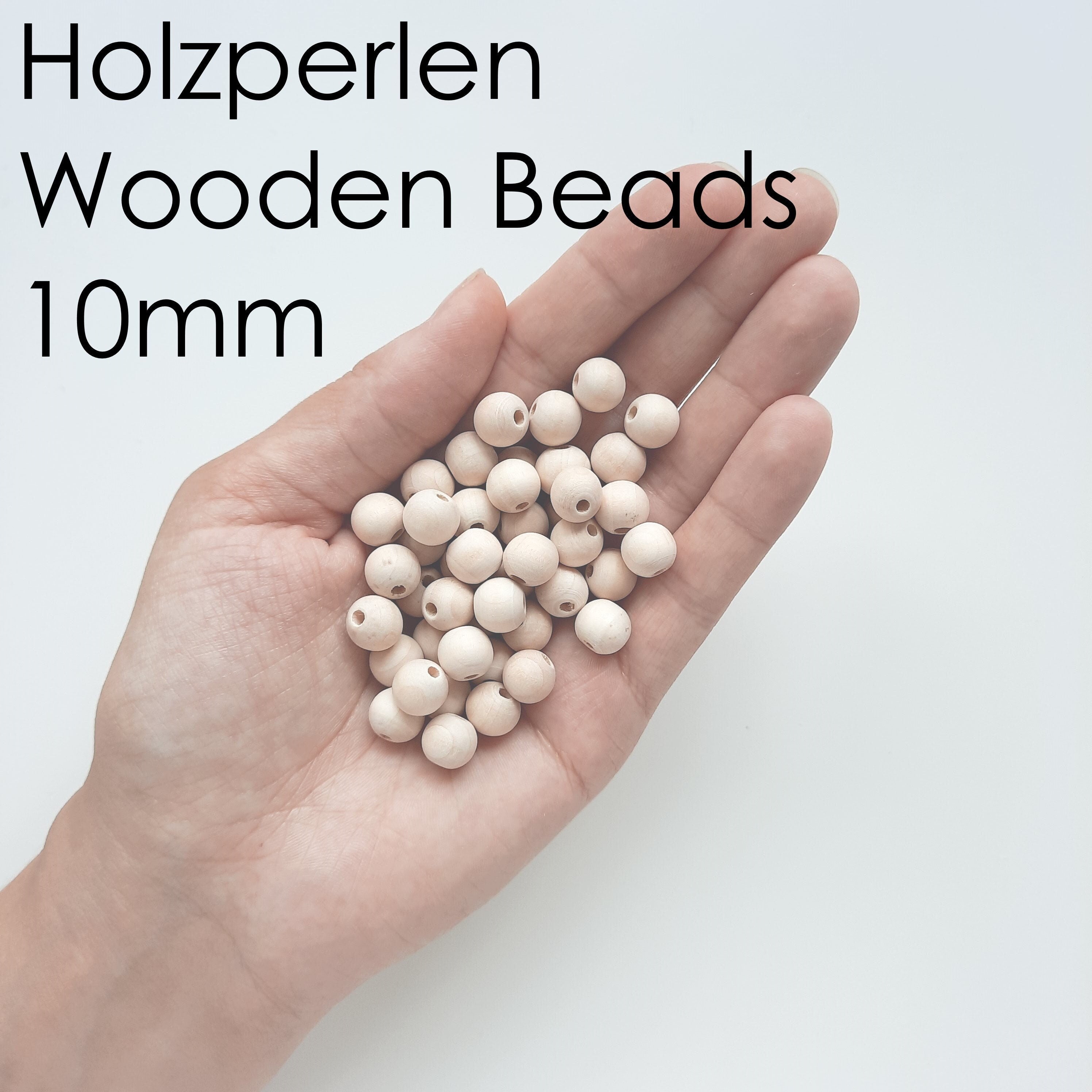 Holzperlen 10mm Wooden Beads Bastelzubehör Perlen zum Basteln Deko Perlen