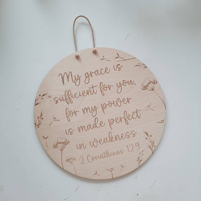 My Grace is sufficient for you Holzschild, Affirmation, Bibelspruch, Kinderzimmerdekoration