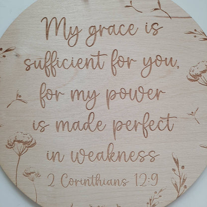My Grace is sufficient for you Holzschild, Affirmation, Bibelspruch, Kinderzimmerdekoration