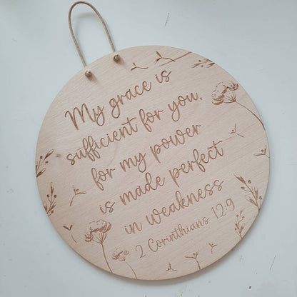 My Grace is sufficient for you Holzschild, Affirmation, Bibelspruch, Kinderzimmerdekoration