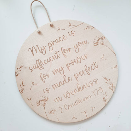 My Grace is sufficient for you Holzschild, Affirmation, Bibelspruch, Kinderzimmerdekoration