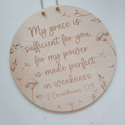 My Grace is sufficient for you Holzschild, Affirmation, Bibelspruch, Kinderzimmerdekoration