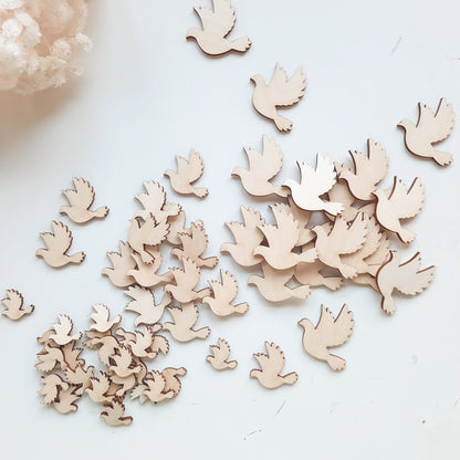 Streudeko Tauben, Tauben aus Holz, Tischdekoration, Tischdeko Taufe, Geschenkdekoration
