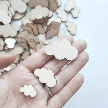 Streudeko Wolken, Wolken aus Holz, Tischdekoration, Tischdeko Geburtstag, Geschenkdekoration