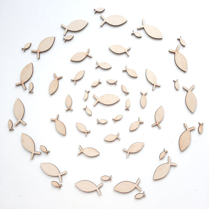 Streudeko Fische, Fische aus Holz, Tischdekoration, Tischdeko Taufe, Geschenkdekoration