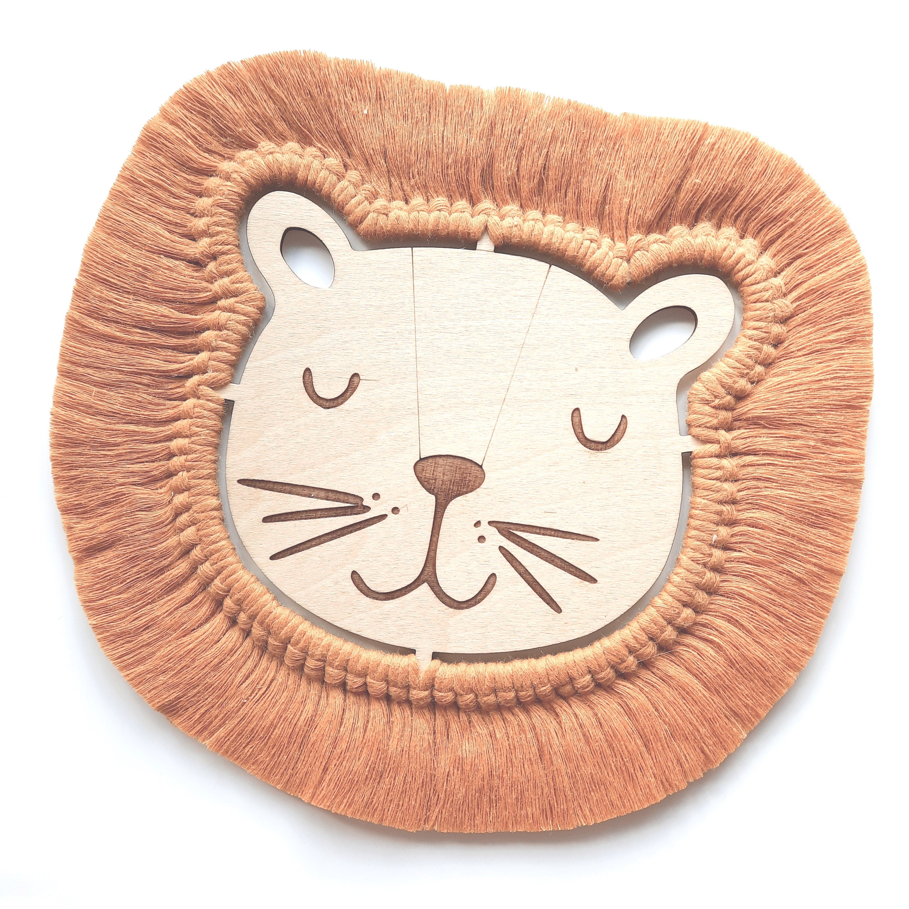 SVG Datei Löwe zum Knüpfen, Löwenkopf aus Holz DIY, Makramee Löwe
