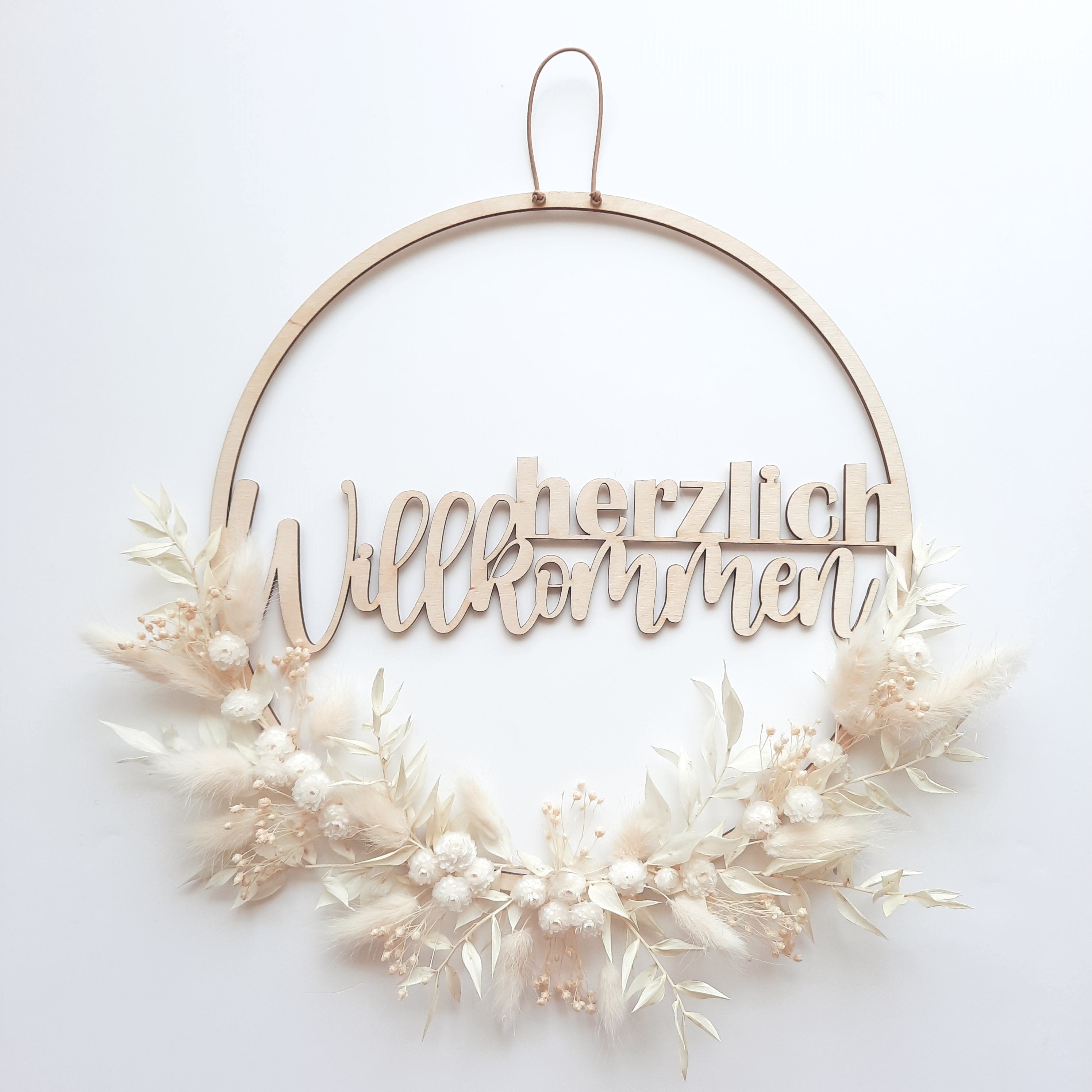 Herzlich Willkommen Trockenblumenkranz, Herzlich Willkommen Türschild