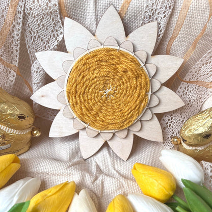 Blume zum Weben, Rundweben für Kinder, Basteln für Kinder