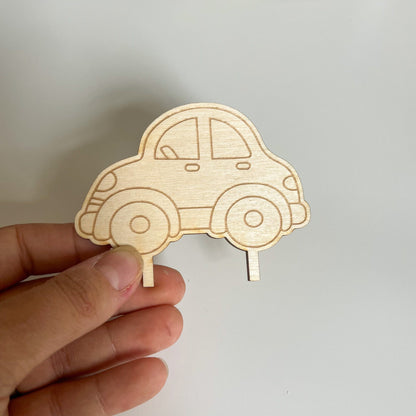 Motivstecker Auto für Personalisierten Geburtstagsteller mit Vase und Kerze, Kerzenplatte, Geburtstagskranz, Tischdeko