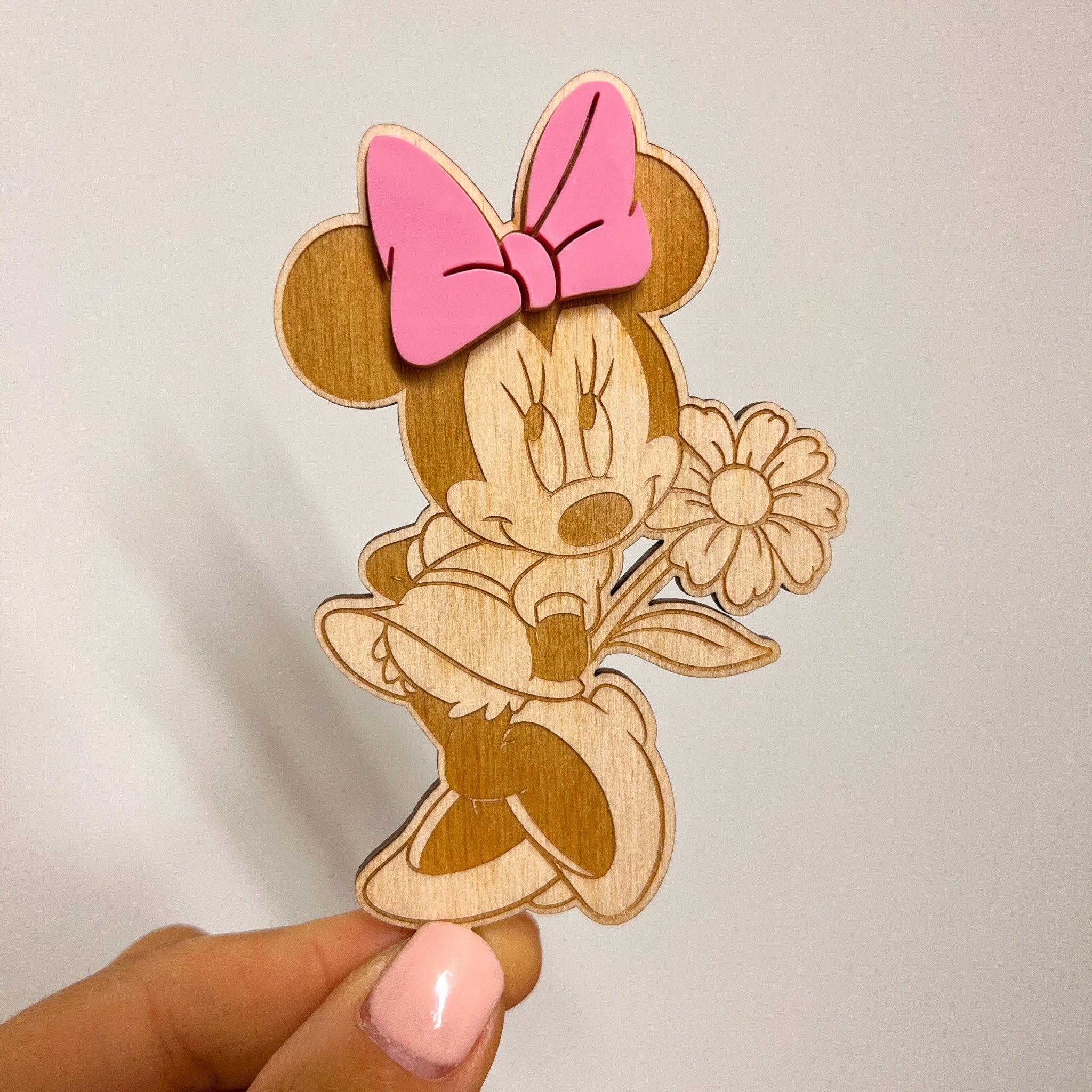 Motivstecker Minnie Mouse für Personalisierten Geburtstagsteller mit Vase und Kerze, Kerzenplatte, Geburtstagskranz, Tischdeko