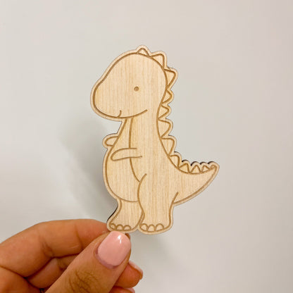 Motivstecker Dino für Personalisierten Geburtstagsteller mit Vase und Kerze, Kerzenplatte, Geburtstagskranz, Tischdeko