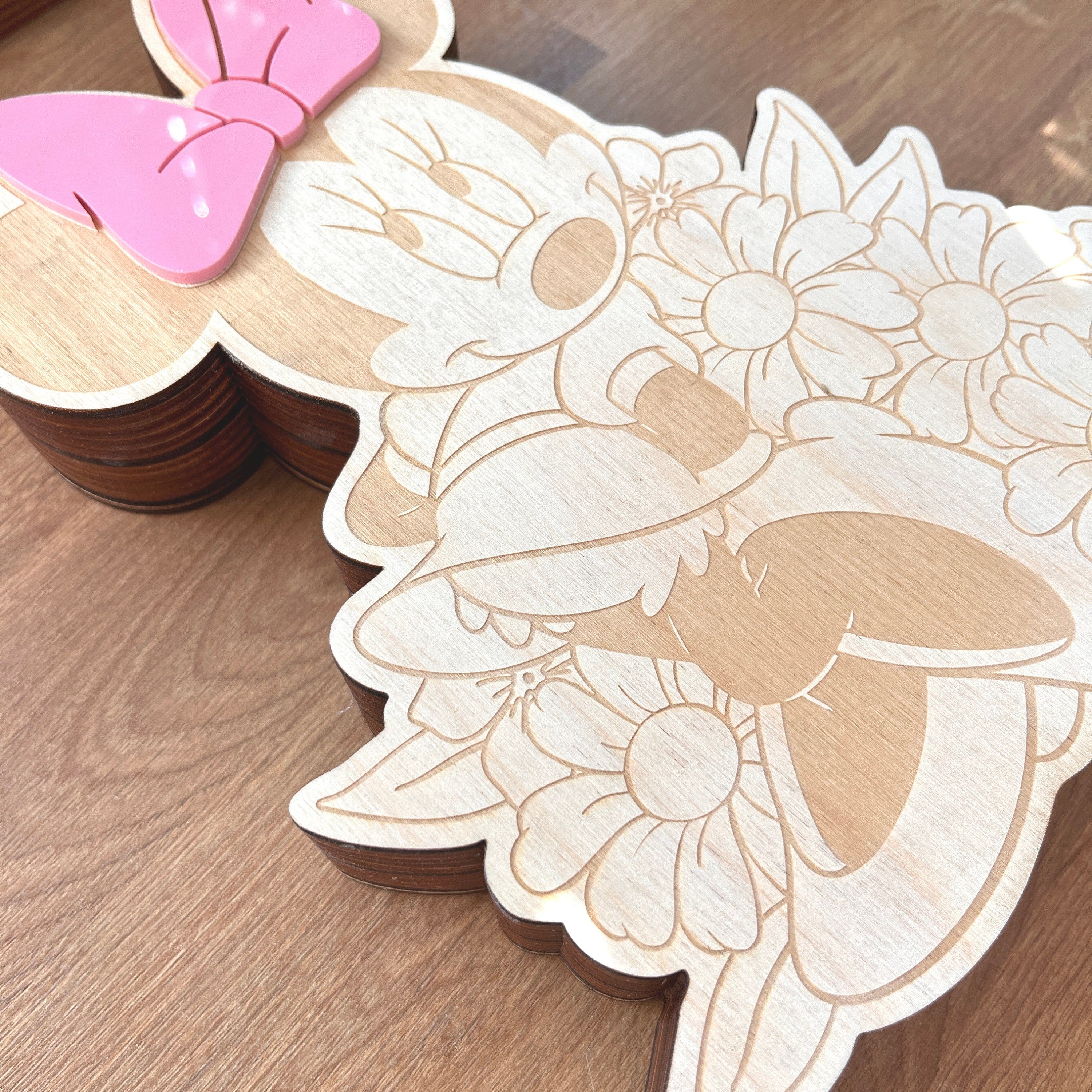 Spardose Kind personalisiert, Spardose Minnie Mouse inspired Holz