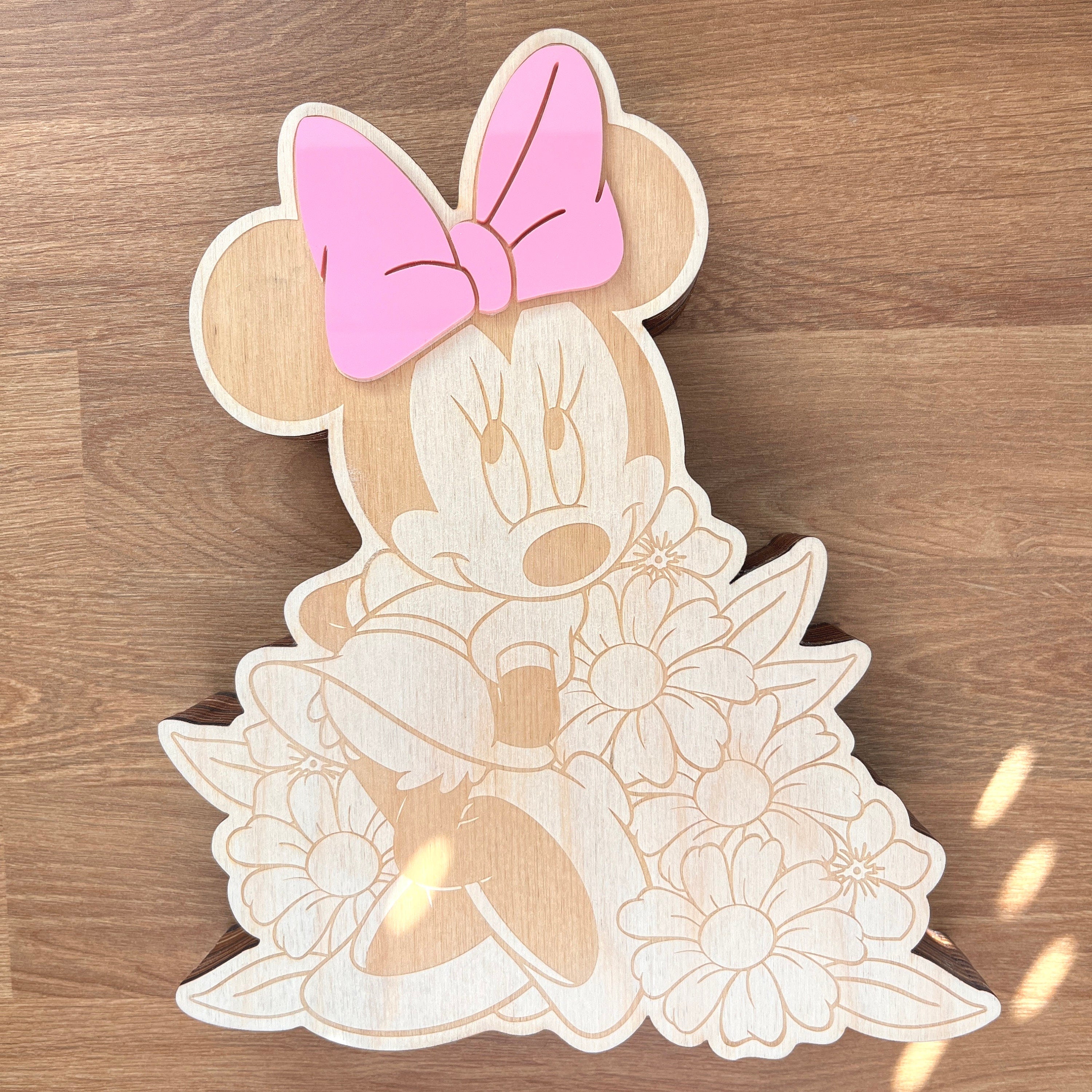 Spardose Kind personalisiert, Spardose Minnie Mouse inspired Holz
