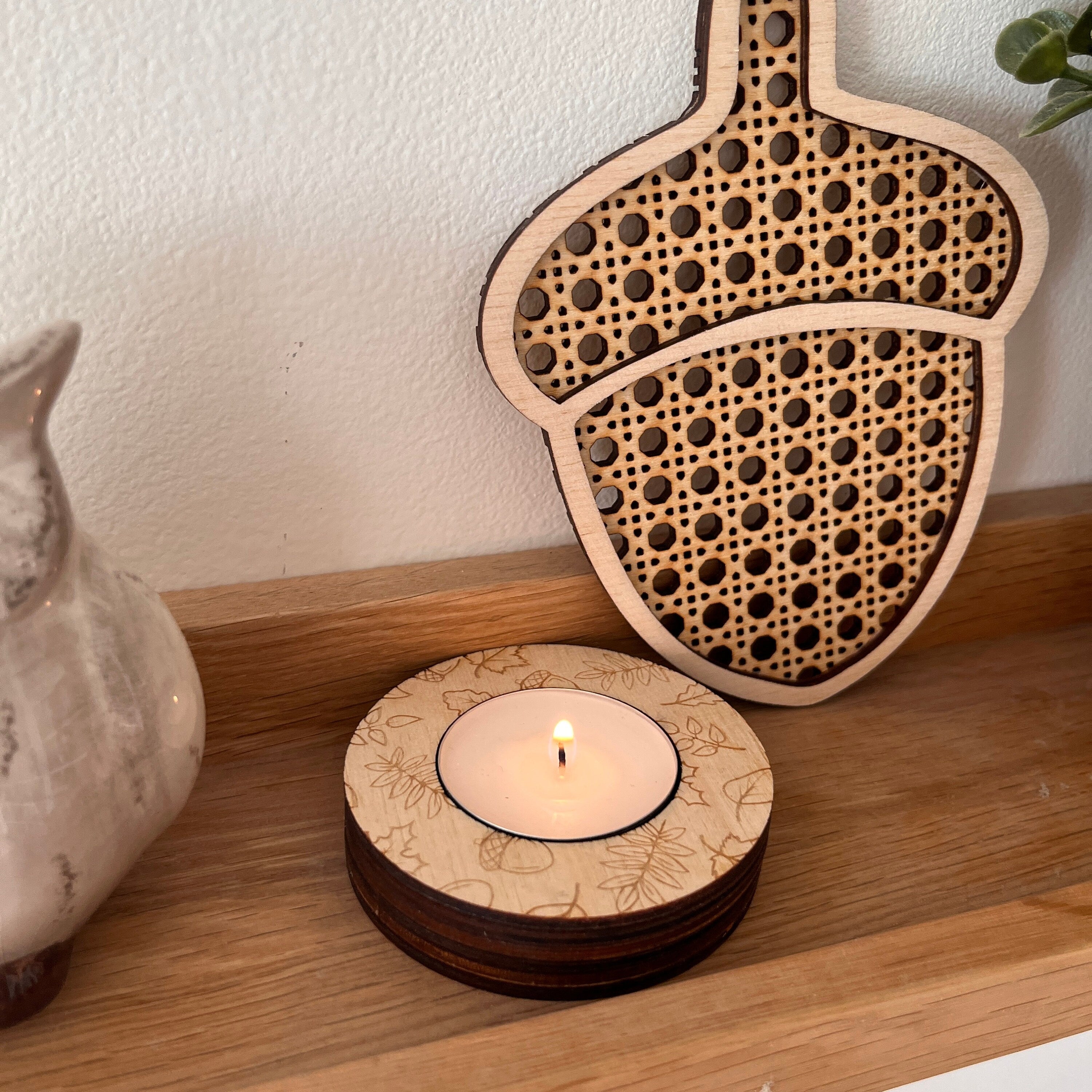 Teelicht Herbst, Herbstlicht mit Gravur, Mitbringsel, Geschenk