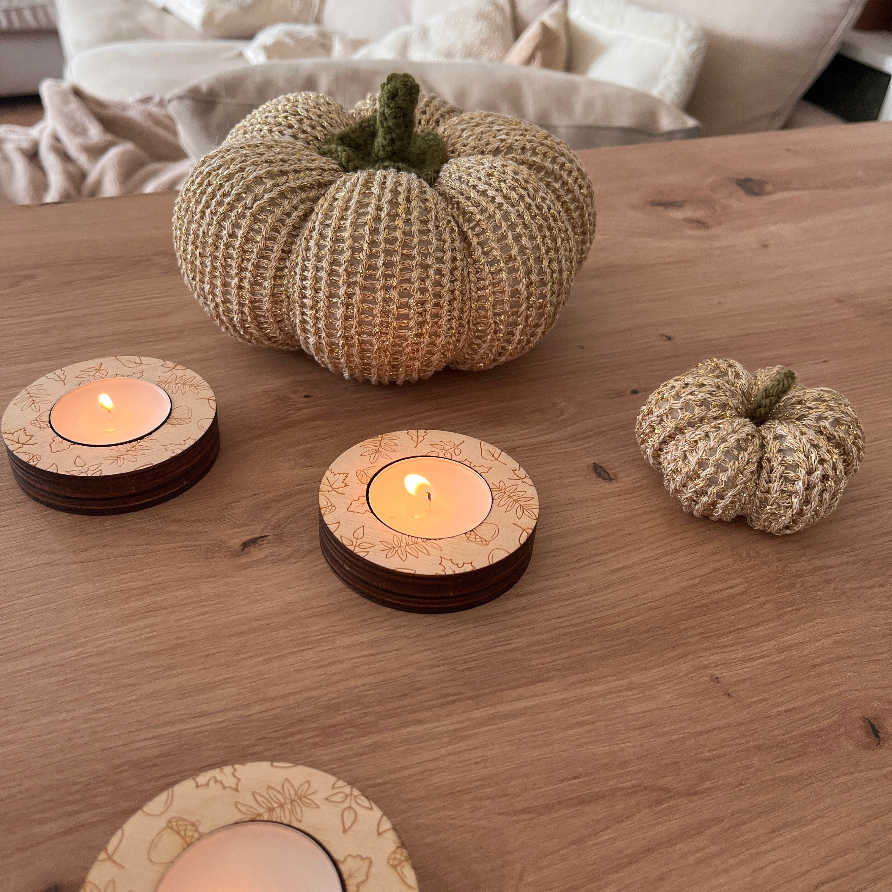 Teelicht Herbst, Herbstlicht mit Gravur, Mitbringsel, Geschenk