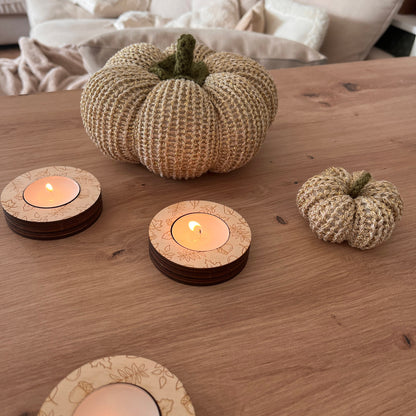 Teelicht Herbst, Herbstlicht mit Gravur, Mitbringsel, Geschenk