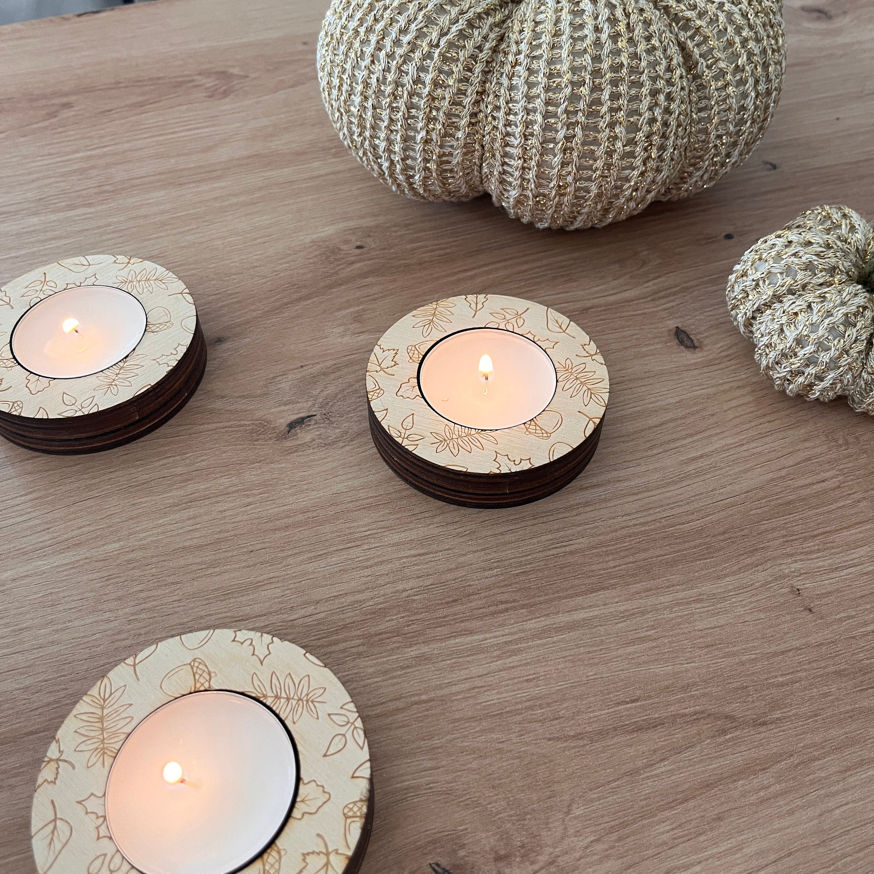 Teelicht Herbst, Herbstlicht mit Gravur, Mitbringsel, Geschenk