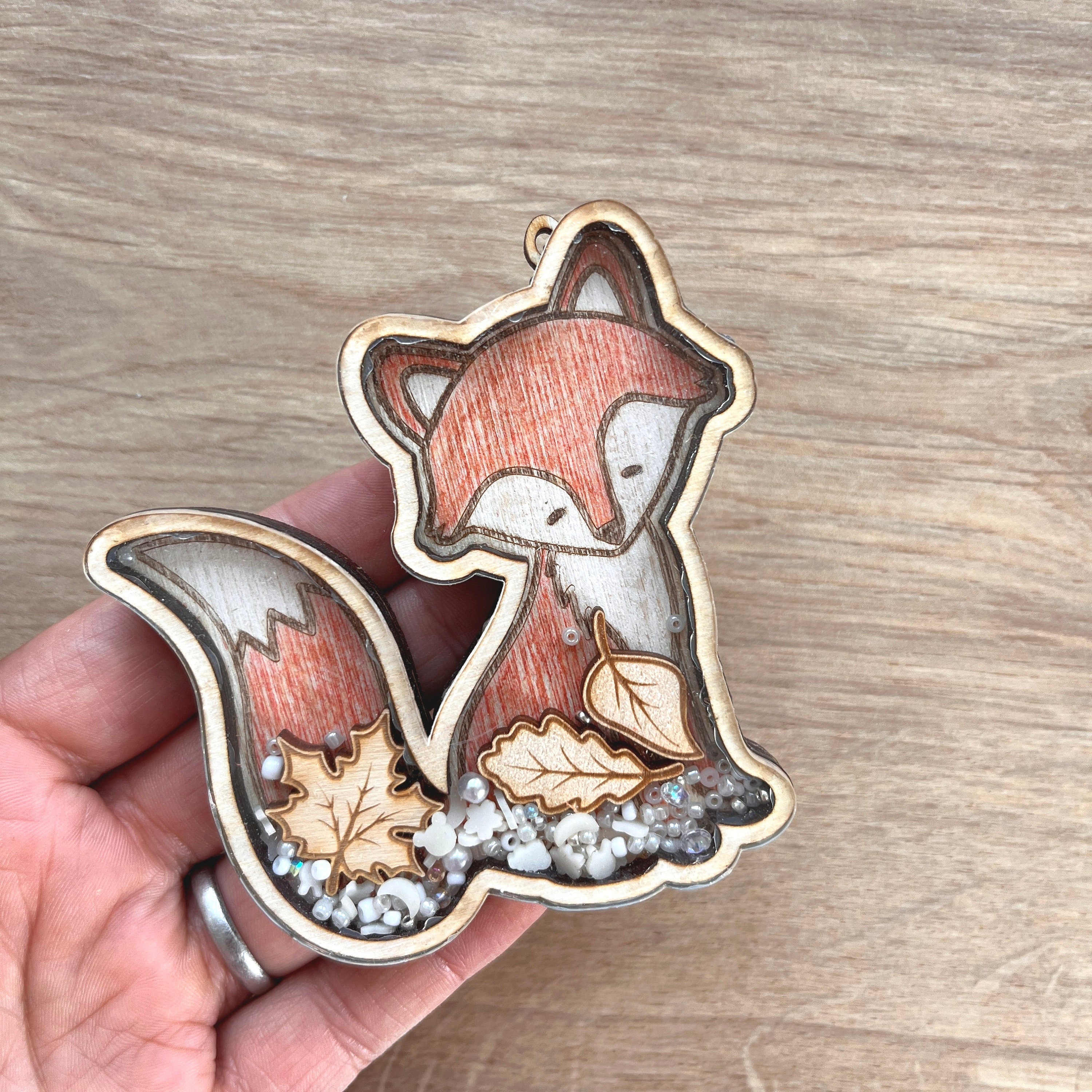 Bastelset Schüttel-Anhänger Fuchs, Bastelidee Kinder und Erwachsene, Bastelidee Kindergeburtstag