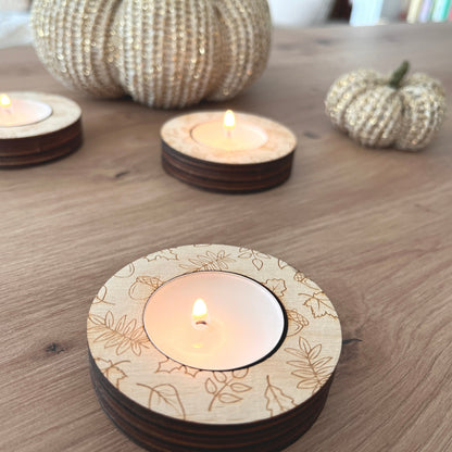 Teelicht Herbst, Herbstlicht mit Gravur, Mitbringsel, Geschenk