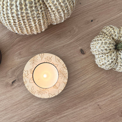 Teelicht Herbst, Herbstlicht mit Gravur, Mitbringsel, Geschenk