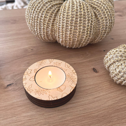 Teelicht Herbst, Herbstlicht mit Gravur, Mitbringsel, Geschenk