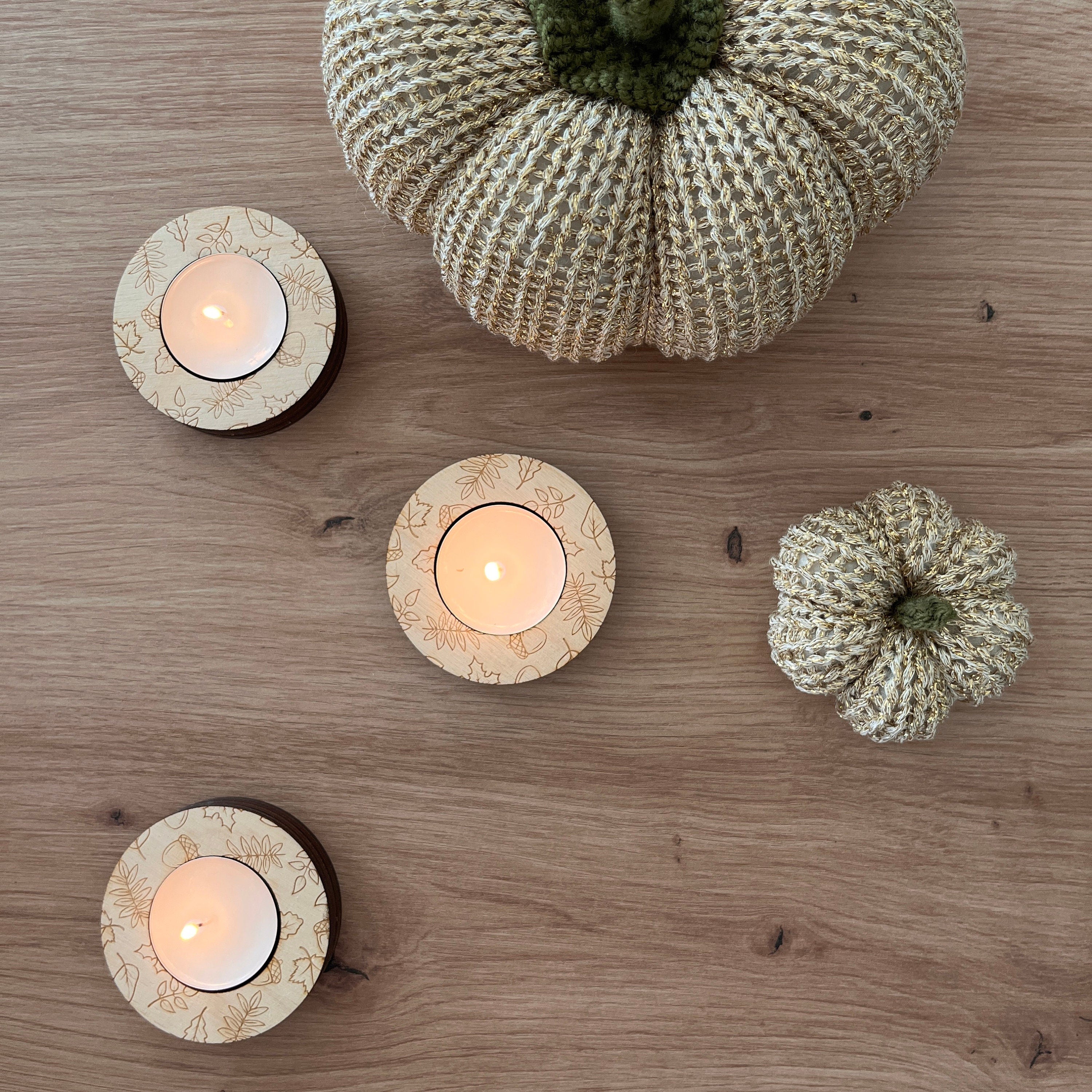 Teelicht Herbst, Herbstlicht mit Gravur, Mitbringsel, Geschenk