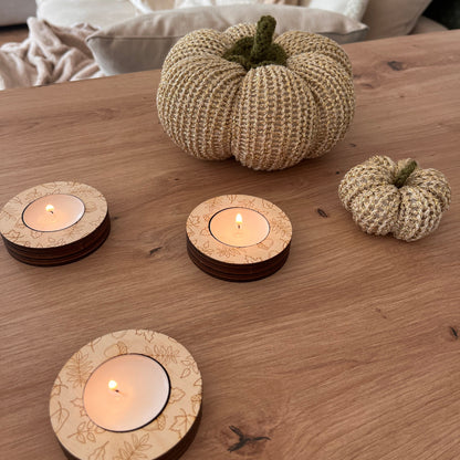 Teelicht Herbst, Herbstlicht mit Gravur, Mitbringsel, Geschenk