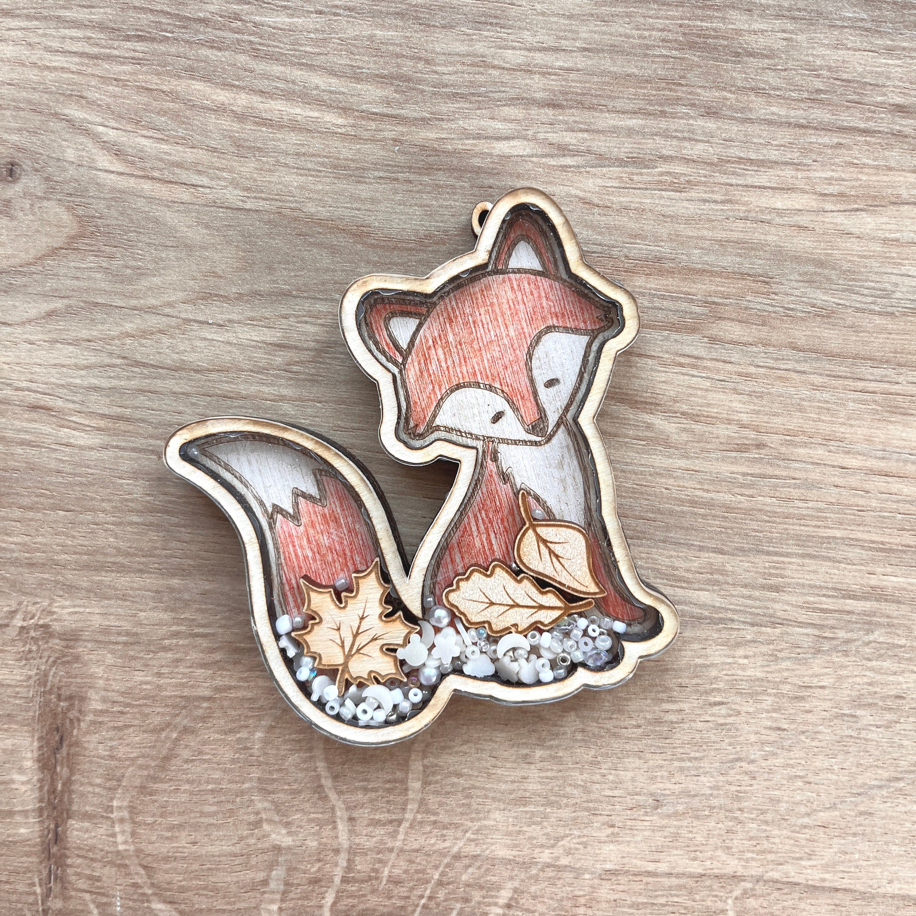 Bastelset Schüttel-Anhänger Fuchs, Bastelidee Kinder und Erwachsene, Bastelidee Kindergeburtstag