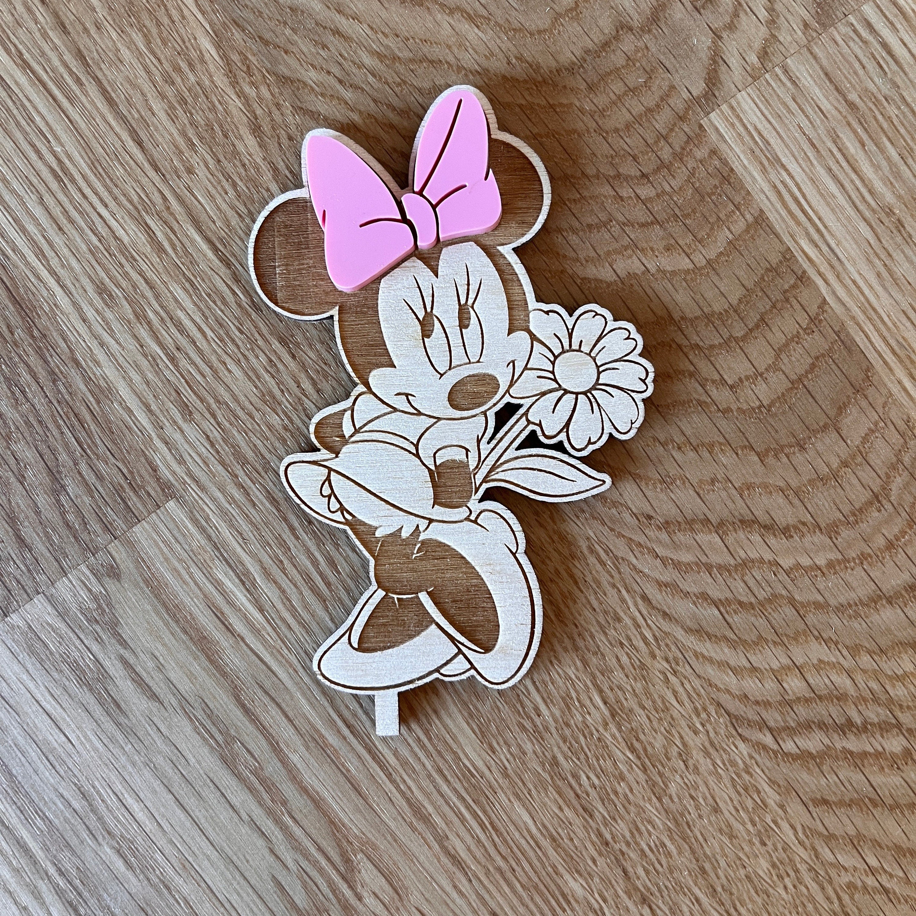 Motivstecker Minnie Mouse für Personalisierten Geburtstagsteller mit Vase und Kerze, Kerzenplatte, Geburtstagskranz, Tischdeko