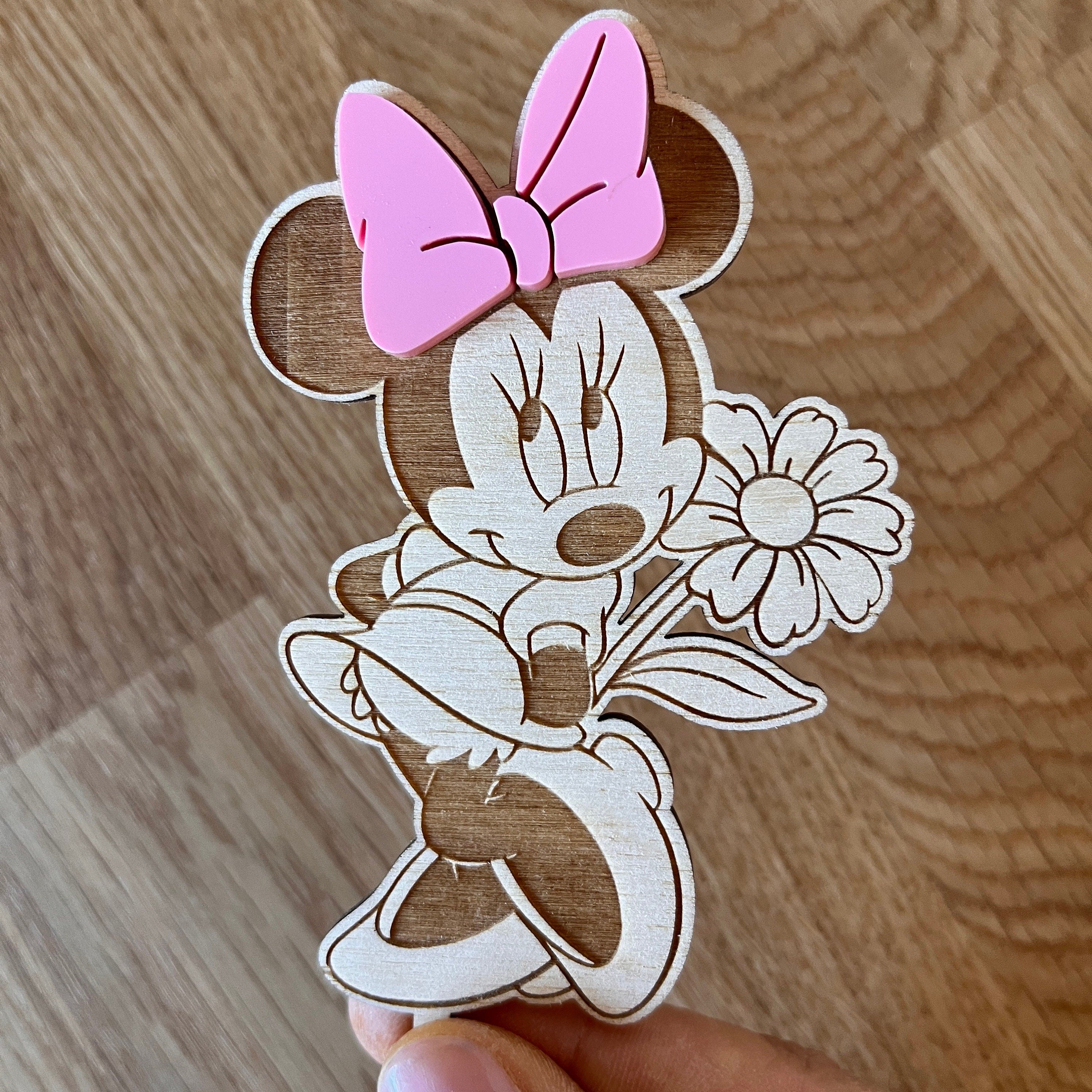 Motivstecker Minnie Mouse für Personalisierten Geburtstagsteller mit Vase und Kerze, Kerzenplatte, Geburtstagskranz, Tischdeko