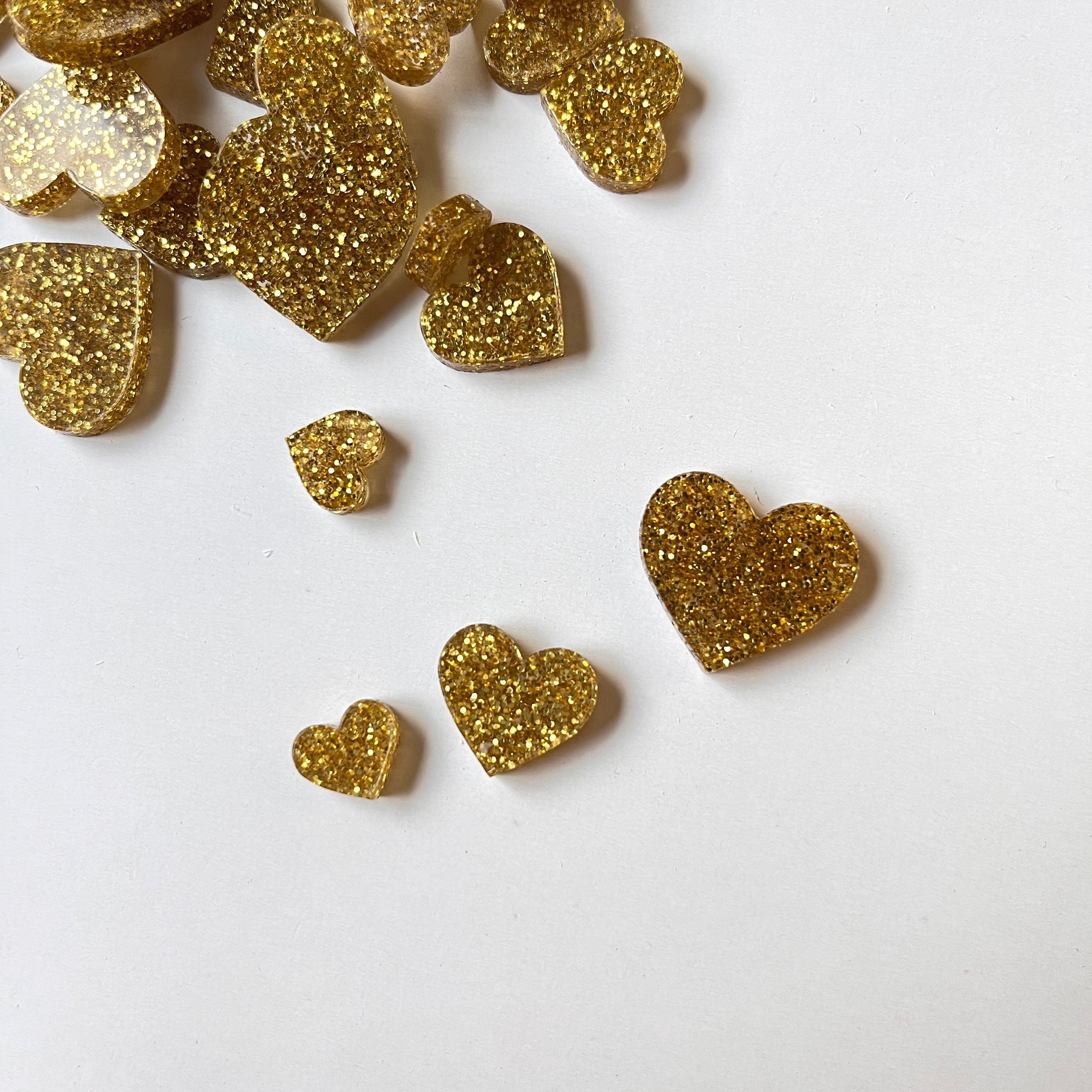 Streudeko Glitzer-Herzen Gold Acryl, Herzen aus Acrylglas, Tischdekoration, Tischdeko Hochzeit, Geschenkdekoration