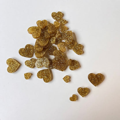 Streudeko Glitzer-Herzen Gold Acryl, Herzen aus Acrylglas, Tischdekoration, Tischdeko Hochzeit, Geschenkdekoration