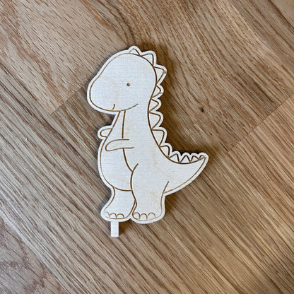 Motivstecker Dino für Personalisierten Geburtstagsteller mit Vase und Kerze, Kerzenplatte, Geburtstagskranz, Tischdeko